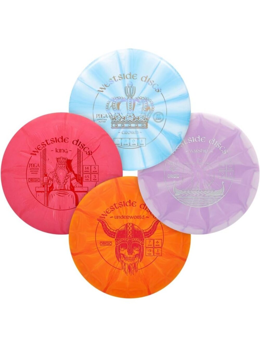 Beginner Disc Golf Set - 4 Discs: Driver, Fairway, Midrange & Putter - Colorful!